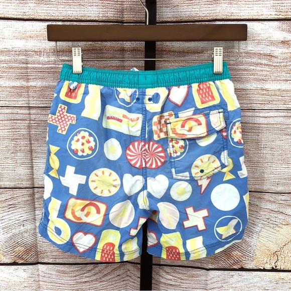 Crewcuts x Kids Made Modern Blue Candy Print Swim Trunks Size 10 - Picture 4 of 12